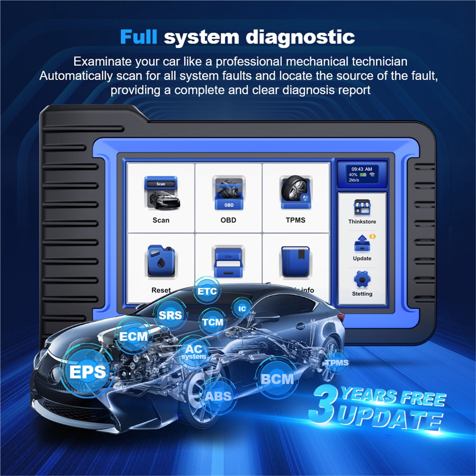 Professional Scan Tool Bi-Directional Control ECU Coding Auto Car Diagnostic Tool Full System OBD2 Scanner