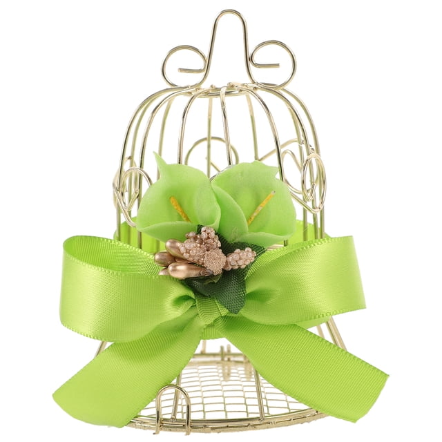 KAKOWELY Caja de dulces de boda de metal con forma de jaula de pájaros, caja de regalo, contenedor de dulces tipo jaula de pájaros