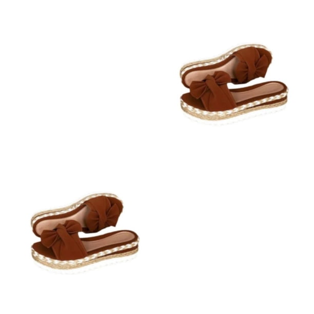 Sonducket Zapatos de plataforma Planos con Bowknot Sandalias de playa Sandalias anchas casuales Moda femenina Diapositivas Calzado para Type8 NO8