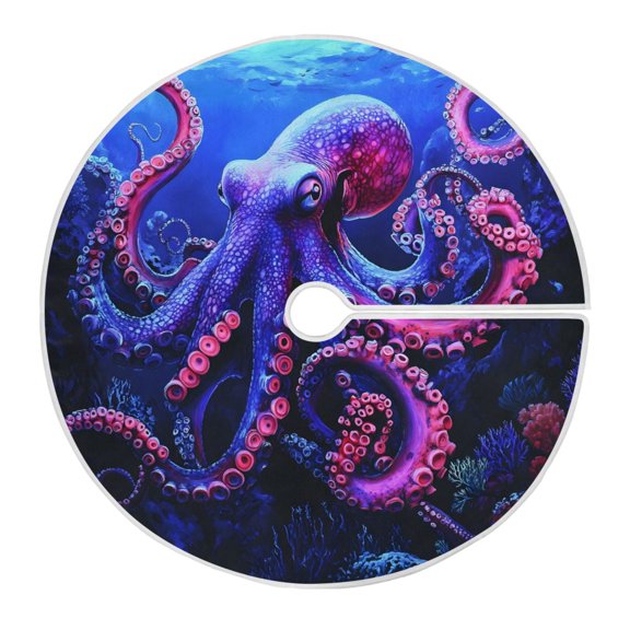 Ryvnso Christmas Tree Skirt Octopus in Sea Xmas Tree Skirts Ornament Home Decorations 35.4"