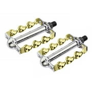 bike Twisted Flat Pedals 1/2 W/Logo Chrome/Gold.bicycle Pedals