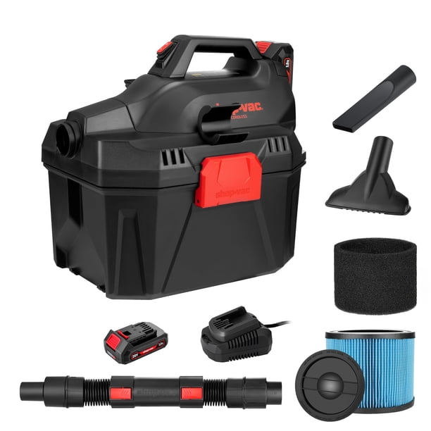 Shop-Vac Aspiradora en seco/mojado inalámbrica de 20 V Aspiradora portátil 3 en 1 Soplador desmontable Batería y cargador incluidos Ideal para el lugar de trabajo Garaje Coche y taller