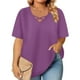 thumbnail image 5 of Mujeres Más Tamaño Manga Corta Tops, Moda Verano Color Sólido, V-Cuello Blusas, Más Tamaño Ropa de Verano para las Mujeres, 5 of 6