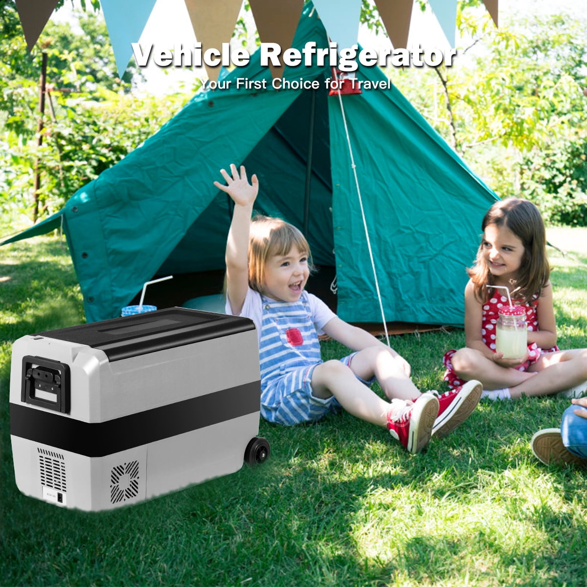 Solar powered refrigerator for camping outlet