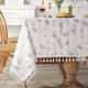 thumbnail image 3 of Mantel rectangular geométrico de algodón lila pequeño estilo pastoral para mesa de té, mantel, toalla, 3 of 5