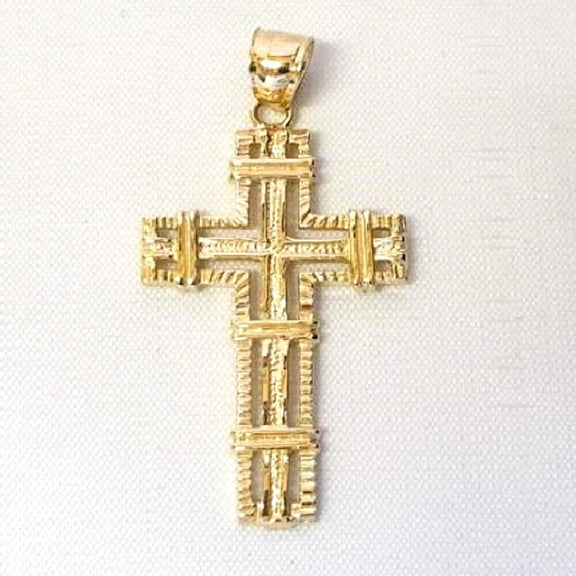 14K Yellow Gold Cross Large Pendant