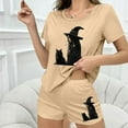 thumbnail image 6 of FDGIU Women's Halloween Pajama Set 2025 - Spooky Graphic Print 2-Piece Lounge Wear, Cute Short Sleeve Top & Elastic Waist Shorts, Soft Lightweight Sleepwear, 6 of 7