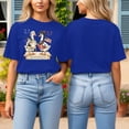 thumbnail image 2 of T Shirts for Womens Short Sleeve Crewneck Tops Cartoon Print Casual Summer Fun Daily Tees Blue M, 2 of 6