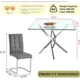 thumbnail image 6 of 5-Piece Dining Table Set, 36" Square Clear Tempered Glass Table & 4 PU Cantilever Chairs with Stainless Steel Legs, Dining Table Set for Small Space, Apartment, Home Office, 6 of 8