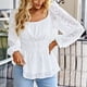 thumbnail image 3 of Camisa informal sin espalda con cuello ancho y manga larga para mujer con dobladillo suelto para todas las estaciones, 3 of 6