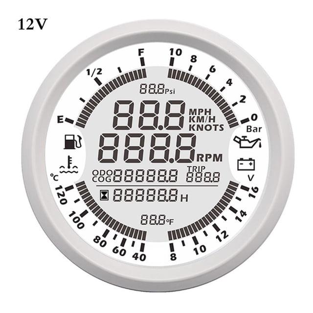 Marine Boat Digital GPS Speedometer Tachometer for Auto Motor 12V 24V Fuel Level Water temp 6 in 1 Multi-functional Gauge Meter ,Wide Applicability