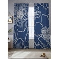 thumbnail image 2 of Blue Flowers Sheer Curtains 108 Inch Length 2 Panels Set Window Treatments, Spring Floral Botanical Modern Art Rod Pocket Semi Curtains for Living Room/Bedroom/Kitchen Décor, 104"W x 108"L, 2 of 7