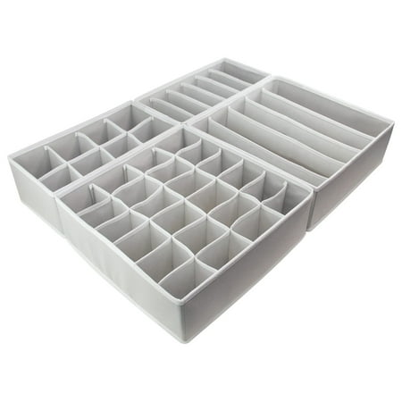 

Sunisery 4 Pcs Underwear Drawer Organizers Divider Closet Socks Storage Boxes for Lingerie Bra Undies