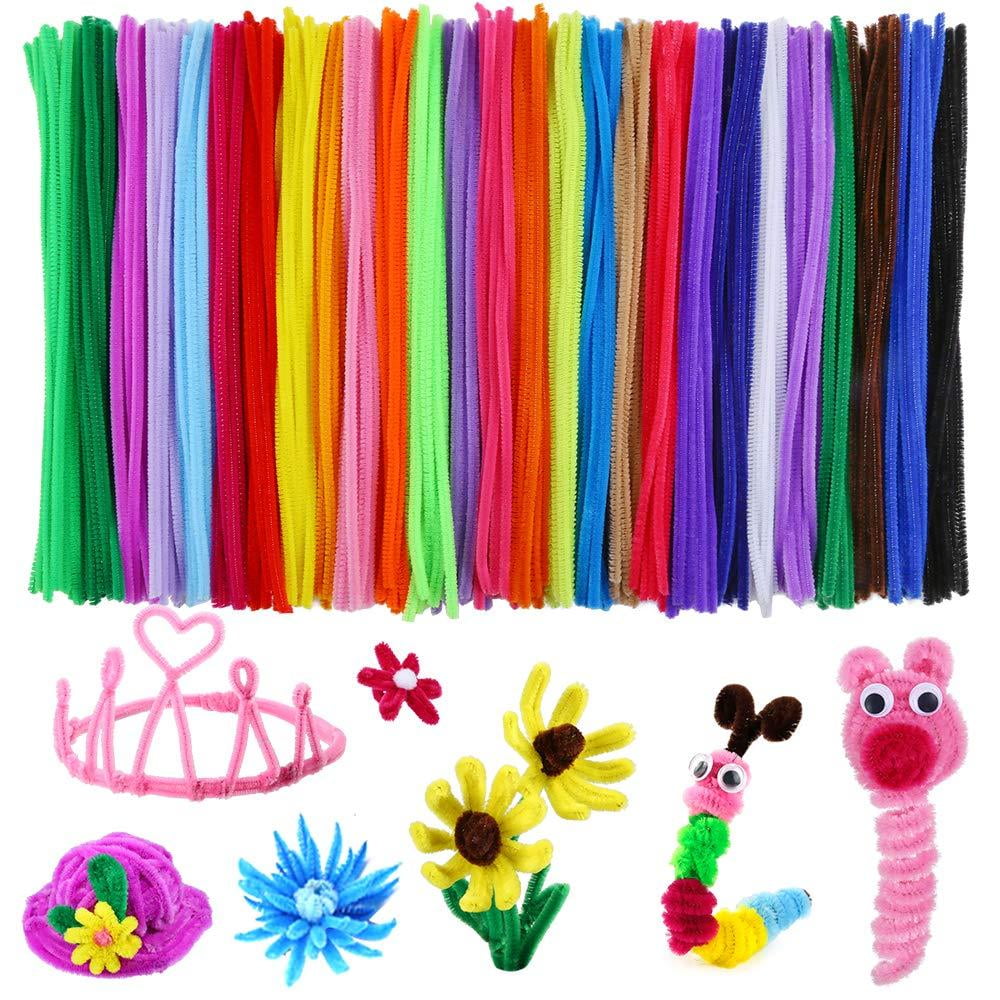 MOREFUN Chenille Stems Craft Supplies for Girls 600pcs Pipe Cleaners Craft Kits 