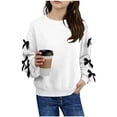 thumbnail image 1 of Sudadera con lazo de manga larga para niña, blusa informal de manga larga con cuello redondo, blusa de poliéster para niña, 1 of 6