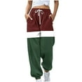 thumbnail image 2 of CLOISE Sweatpants for Women Baggy Jogger Pants Loose Pull on High Waisted Elastic Bottom Trousers Army Green Oversized Elastic Waist Drawstring Striped Sweatpants with Pockets Winter Trousers, 2 of 5