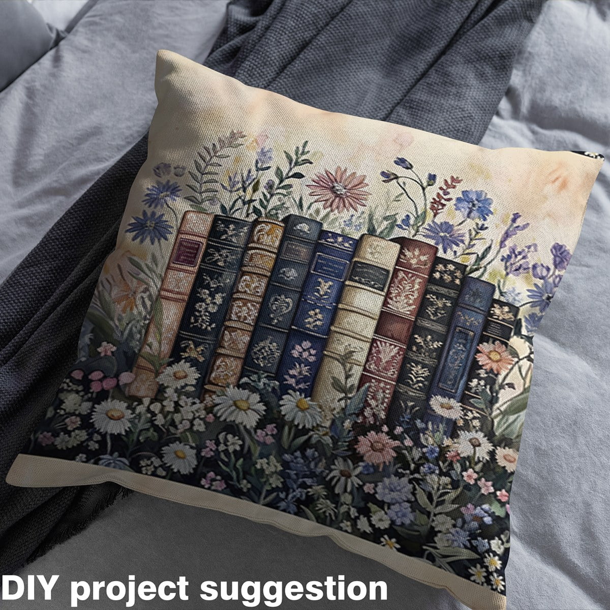 Castle Fairy Teenagers Vintage Books Fabric by the Yard 2 Yards,Chic Flowers Room Decor Fabric by the Yard,Botanical Plants Sewing Fabric,Ultra Soft Home Decor