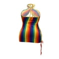 thumbnail image 4 of Female Dress Striped Halter Neck Sleeveless Hollow Out One-Piece, 4 of 5