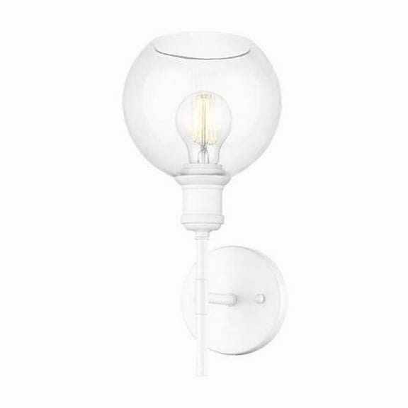 Wry Lighting Axel 1-light Wall Sconce in Matte White and Globe Clear Glass