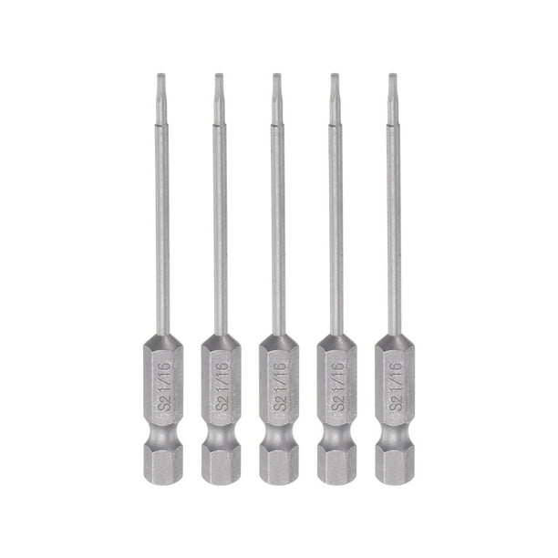 5uds 1/16" Hexagonal Destornillador Taladro SAE 1/4" Hexagonal Vástago 3" Longitud Magnético S2 Acero Potencia Perforación taladros