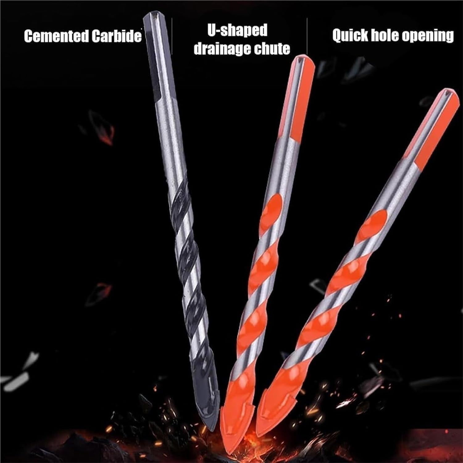 Kotkka Drill Bits Set, Four Blade Serrated Eccentric Twist Bits with U Type Slot, High-Strength Carbide Tip for Wood, Concrete, Brick, Glass, Tile, Metal, 3–16mm Multi-Material Drilling