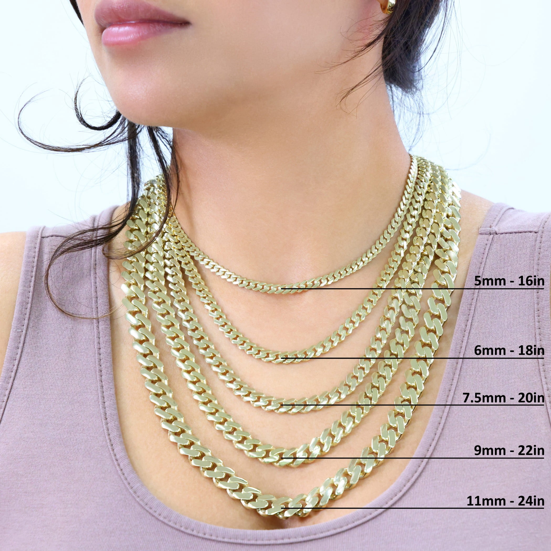 Nuragold 10k Real Yellow Gold Royal Monaco Miami Cuban Link Necklace 16"-30" (5mm-20mm) Italian Jewelry for Men & Women