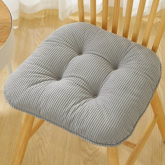 Mictong corduroy chair cushion, washable U-shaped soft and thick cushion, with straps and non slip bottom, suitable for restaurants, offices, terraces, Gray, 1 piece