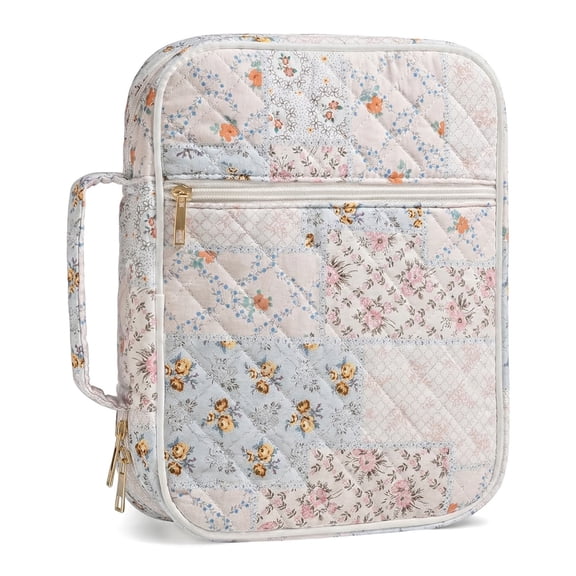 LAPTOM MAX Bible Cover Case for Women Quilted Organizer Tote Bag for Bible Study Carrying Christian Gifts