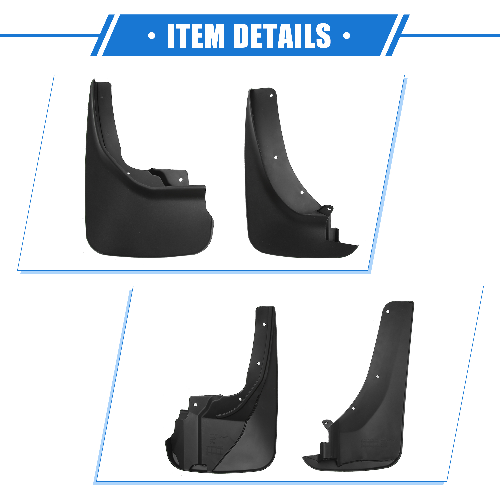 Mud Flaps Kit Compatible for Ford Explorer 2011-2019 Quality Plastic Black Front and Rear Splash Guards