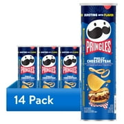 (14 pack) Pringles Philly Cheesesteak Potato Crisps Chips, Lunch Snacks, 5.5 oz Canister