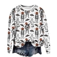 thumbnail image 2 of YVNAURA Women’s Casual Fall Halloween Graphic Crewneck Sweatshirt Oversized Long Sleeve Loose Fit Pullover Pumpkin Ghost Bat Print Spooky Top 1 Pack, White,L, 2 of 6