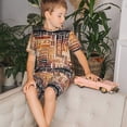 thumbnail image 4 of Balery Hand Drawn Vintage Coffee Conjunto de Pijama Infantil de Manga Corta con Estampado – Ropa de Dormir de Algodón Suave-4X-Large, 4 of 6
