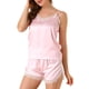 thumbnail image 1 of Conjunto De Pijama De Camisola De Satén Pantalones Cortos De Camisola De Encaje Ligero Ropa De Dormir Para Mujer Rosa XL, 1 of 6