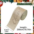 thumbnail image 3 of Christmas Velvet Ribbon, 6.3cm Wide 2M Merry Christmas Glitter Print, Gold Wrapping Decor, 1 Roll, 3 of 5