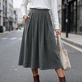thumbnail image 2 of yillto Womens Corduroy Skirts Pleated High Waist Flowy Loose Fall Winter Long Skirt with Pockets S-XXXL, 2 of 7