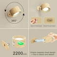 thumbnail image 3 of yusuiyi Lights of Sweden Wall Lamps White Black Wood Texture Rechargeable Remote Dimmable 360° Rotation, 3 of 10