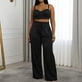 thumbnail image 5 of adaychics Womens Two Piece Outfits Sleeveless Crop Bustier Tops Wide Leg Casual Trousers with Drawstring for Streetwear, 5 of 8