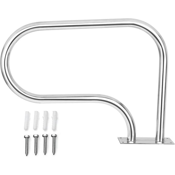 VINGLI Swimming Pool Hand Rail for Inground Pool, Stainless Steel 3-Bend Pool Stair Pool Entry Rail with Quick Mount Brace Plate and Perfect Handle Pool Grab Ladder