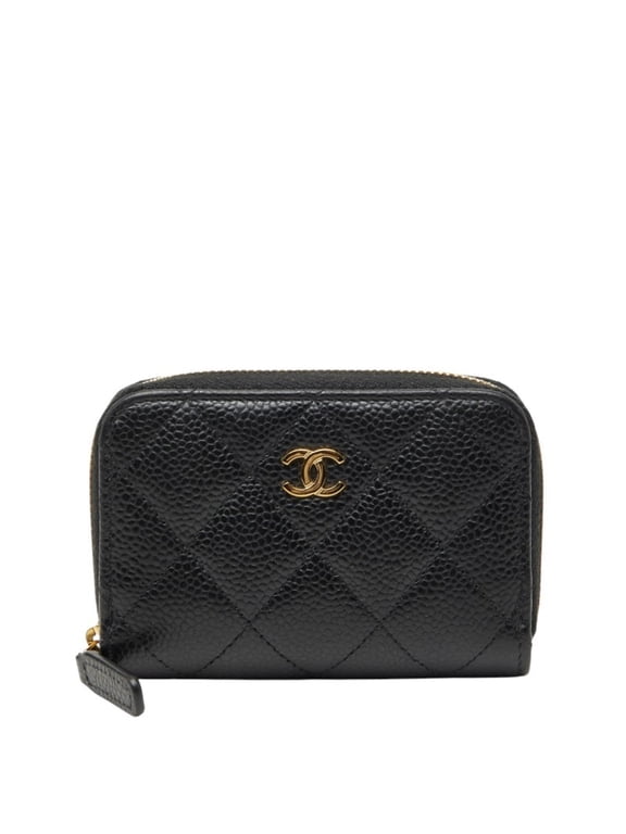 Pre-Owned Chanel Coco Mark Matelassé Classic Zip Coin Purse Wallet/Coin Case AP0216 Black...