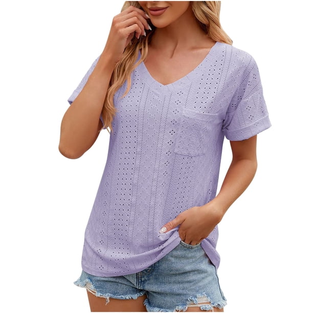 Fiudx Liquidación de Ofertas Flash Tops con Estampado de Moda para Mujer, Blusa de Manga Corta, Camisetas Divertidas con Cuello Redondo