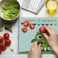 thumbnail image 3 of St. Patrick's Day Cutting Board, Owl Leprechaun Costume Greeting Design Party Shamrock Pattern Print, Decorative Tempered Glass Cutting and Serving Board, Large Size, Multicolor, by Ambesonne, 3 of 5