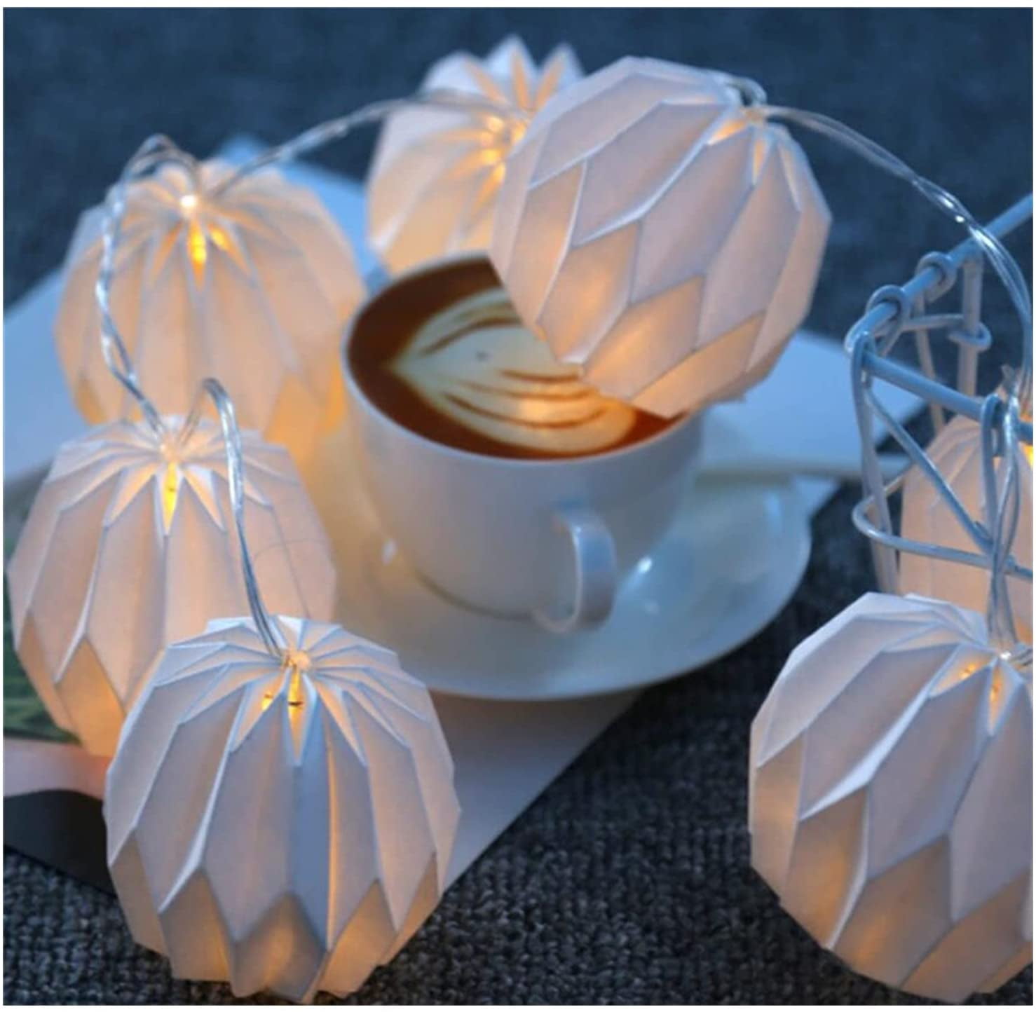 Raonshua Paper Lantern Outdoor Indoor Lantern Lights String 10 White