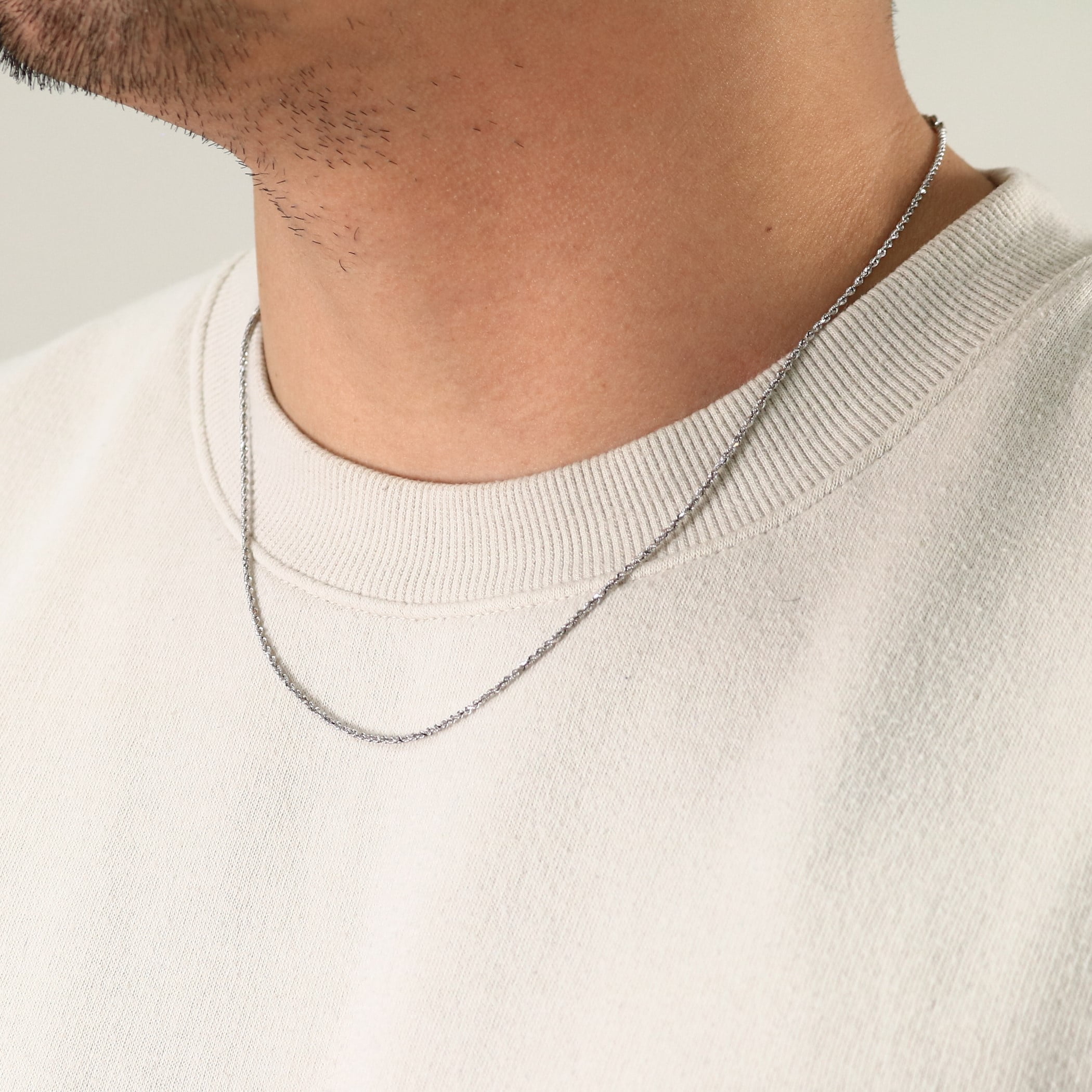 Nuragold 10K Real White Gold Rope Diamond Cut Chain Necklace 14"-30" (1.5mm-7mm) Italian Jewelry for Men & Women