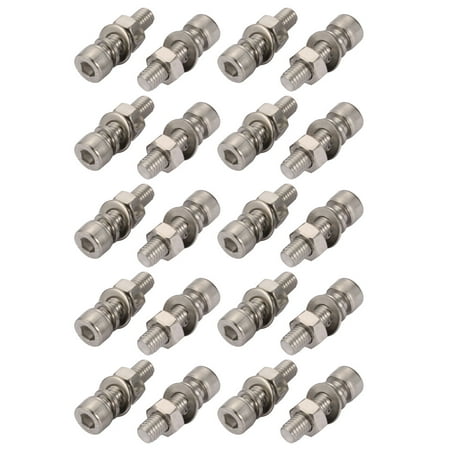 

20Pcs M8x30mm 304 Stainless Steel Knurled Hex Socket Head Bolt Nut Set w Washer