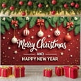 thumbnail image 2 of Red Background Christmas Banner Festive Design New Year Banner Star Decor Red Bows Holiday Banner for Christmas Party New Year Celebration Indoor Decor, 2 of 8
