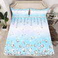 thumbnail image 2 of Homewish Geometric Ombre Stripes Twin Sheet Sets,Chic Silver Diamond Twin Fitted Sheet,Dreamy Blue White Flat Sheet For Girl Teens,Luxury Bedroom Decor,3-Piece, 2 of 7