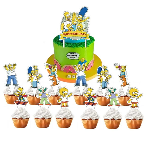 Simpson Cake Topper Cupcake Set Party Supplies Decoration Birthday Decor Kit