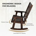 thumbnail image 6 of Wooden Rocking Chair with Comfortable Backrest Inclination, High Backrest and Deep Contoured Seat, Solid Fir Wood, Heavy Duty 600 LBS, for Both Outdoor and Indoor, Porch and Patio (Rustic), 6 of 18