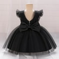 thumbnail image 5 of AUNVITO Baby Tutu Dress Summer Short Sleeve Flutter Sleeve Mesh Bow Princess Party Christening Performance Dress, 5 of 9