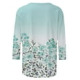 thumbnail image 5 of Pompotops Mode Femmes Confortable Col Rond Manches 3/4 Imprimé Casual T-shirt Chemisier Dégagement, 5 of 5
